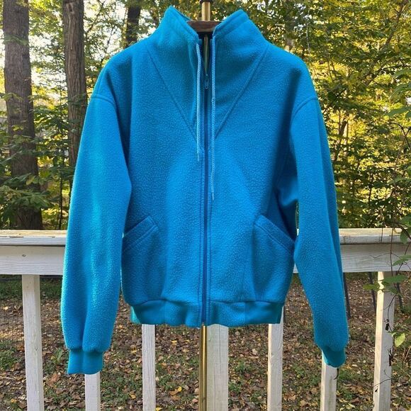 Vintage 90s ELCO Blue Fleece Zip Up Sweatshirt - Picture 2 of 8